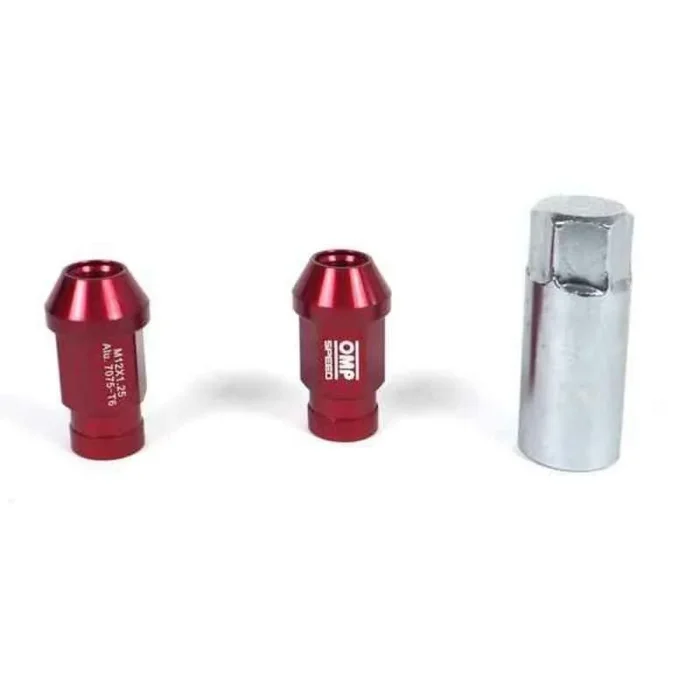 Omp SpeedSET 20 Tuercas DE Rueda M14X1.5 Llave 19 L: 40MM Color Rojo Aluminio 7075