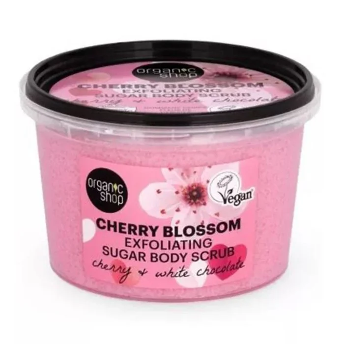 Organic Shop Exfoliante corporal Cherry Blossom de 250 ml, chocolate blanco y cerezo