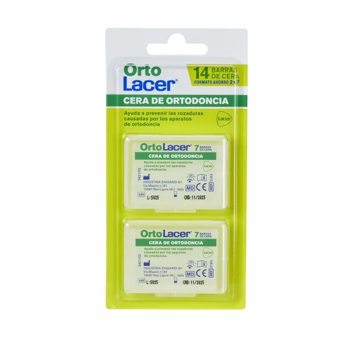 ORTOLACER – Cera de Ortodoncia, 14 barras, para Aparatos de Ortodoncia, Protección Frente a Caries, Desmineralización y la Inflamación de las Encías, Previene Rozaduras e Irritaciones
