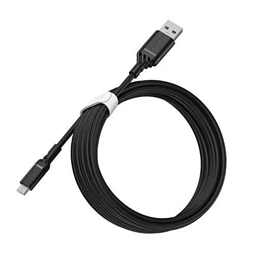 OtterBox Cable Reforzado USB-A a Micro USB, Cable de carga para Smartphone e Tablet, Ultra resistente, testeado para doblados y torsiones, 3M, Negro