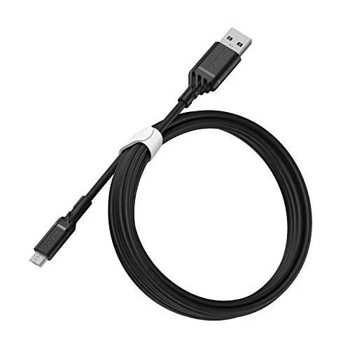 OtterBox Cable Reforzado USB-A a Micro USB, Cable de carga para Smartphone e Tablet, Ultra resistente, testeado para doblados y torsiones, 2M, Negro