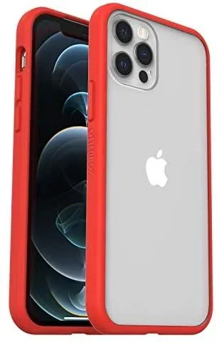 Otterbox Funda para iPhone 12 / iPhone 12 Pro Sleek,resistente a golpes y caídas,Ultra-fina, Protectora,Testada con los estándares Militares anticaídas, Transparente/Rojo, Sin Pack Retail