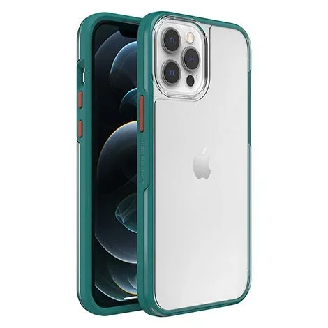 Otterbox Funda para iPhone 12 Pro Max LifeProof SEE, resistente a golpes y caídas hasta 2 Metros, Ultra-Fina, Protectora Transparente, Fabricada de Manera Sostenible, Transparente/Verde