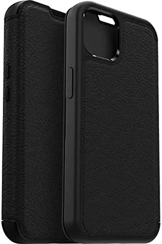 Otterbox Funda para iPhone 13 Strada, resistente a golpes y caídas,Tapa en Piel,2 slots para Tarjetas,Testada 3x con los estándares Militares anticaídas, Negro
