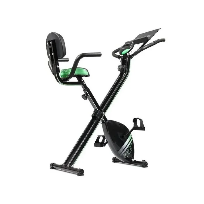 OUTLET Cecotec Bicicleta Estática Plegable con Volante de Inercia de 2,5 Kg X-Bike Pro. Sistema Silence Fit, Respaldo, Manillar y Sillín Regulable, Pulsómetro, Pantalla LCD, Ruedas, Peso máximo 100 Kg