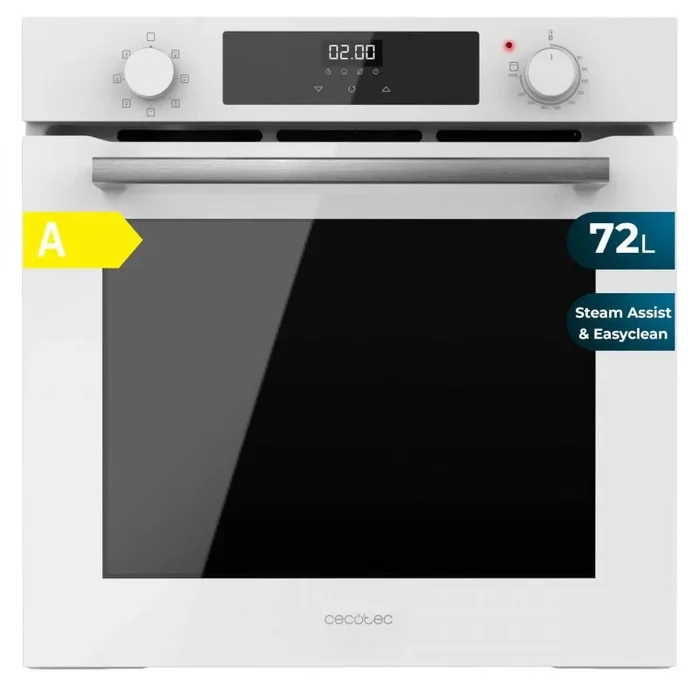 OUTLET Cecotec Horno Multifunción Integrable 60cm Bolero Hexa M226000 Glass White A. 2800W, 72L, 7 Funciones, Modo Grill, Fan Assisted Grill, Modo Convección, Defrost, Steam Base X2, Steam EasyClean y Assist