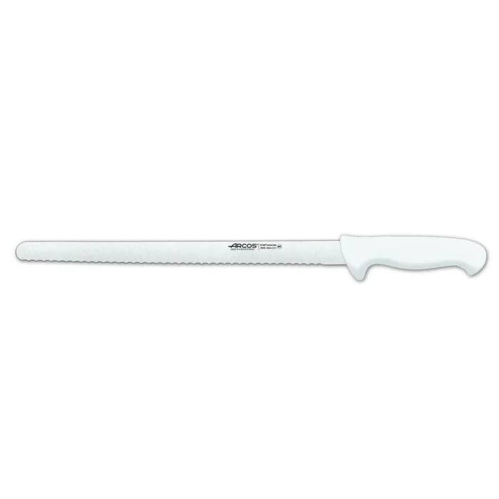 OUTLET Cuchillo de pastelero Arcos Colour – Prof 293624 de acero inoxidable Nitrum y mango ergonómico de Polipropileno de color blanco y hoja de 35 cm, funda display