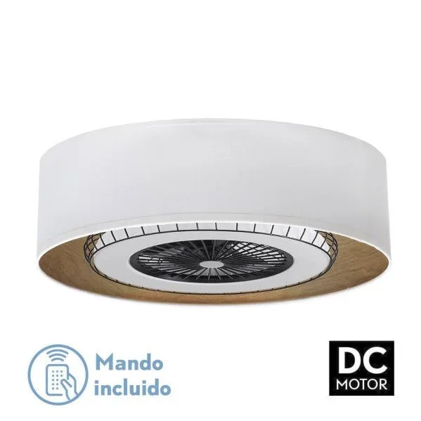 OUTLET FABRILAMP Ventilador DC Tania 72w Blanco/madera Clara 5 Aspas 6 Velocidades 3col Remoto,memoria,reg.Intensidad,temporizador 6120lm 70d