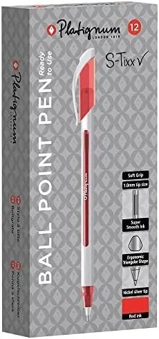 Pack 12 bolígrafos platignum s-tixx ball point 0,5 rojo