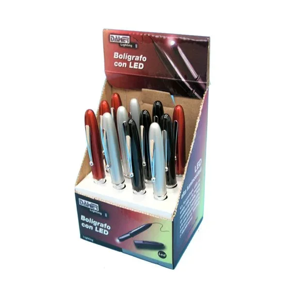 Pack de 12 uds (expositor) Bolígrafo con LED, multifunción, de lineas elegantes Electro DH 60.377 8430552128556