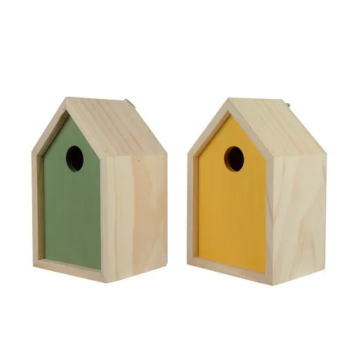 Pajarera madera de pino, modelo variados, modelo variados. 10 x 13 x 20 cm