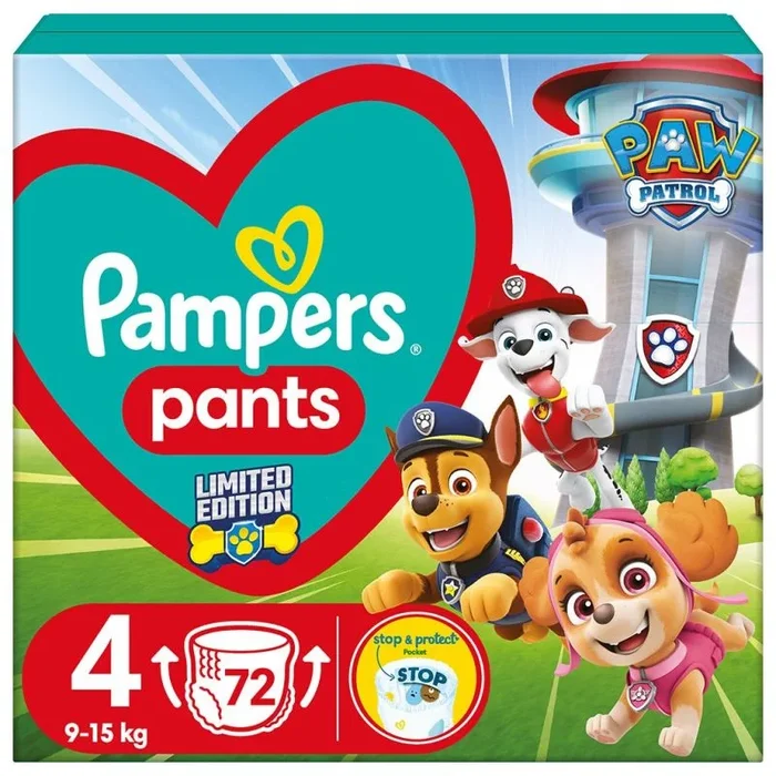 Pampers wb paw patrol pañales talla 4 9-15kg 72 uds.