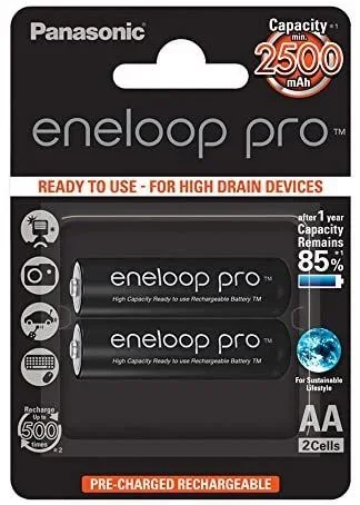 Panasonic 2500mAh, 1.2V Batería recargable AA