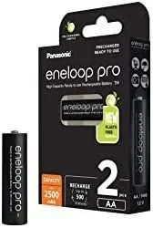 Panasonic Eneloop Pro – Lote de 4 pilas recargables (2500 mAh, AA Ni-MH, BK-3HCDE/2BE