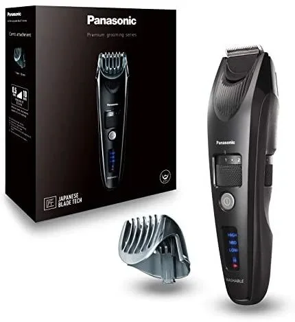 Panasonic ER-SB40-K803 Trimmer de Barba para Hombres, Resistente al Agua, 20 Ajustes de Longitud, Inalámbrico/Cable, Indicador LED, Negro