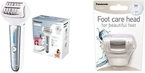 Panasonic ES-EL2A-A503 – Depiladora Eléctrica para Mujer (Wet&Dry, 60 pinzas, Inalámbrica, Luz LED, Resistente al Agua, 3 Niveles de Velocidad, Cabezal Flexible, Carga Rápida), Color Azul, Blanco