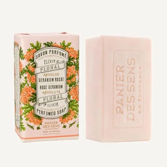 Panier des Sens, Jabón delicado de geranio rosa, 150 g