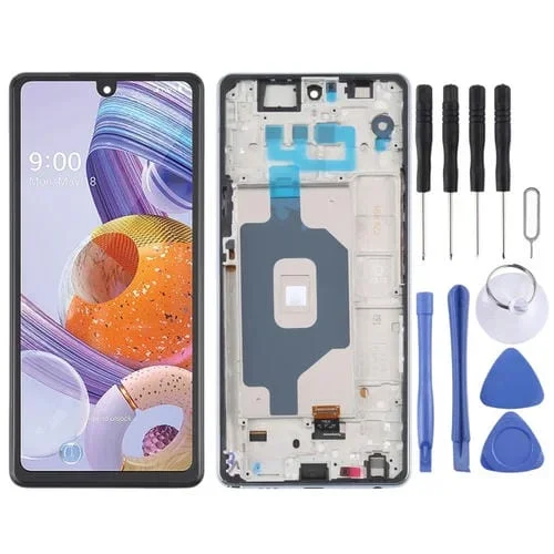 Pantalla Completa Original LG Stylus 6 K71 LMQ730TM LM-Q730TM LMQ730HA LM-Q730HA con Marco (Plata)