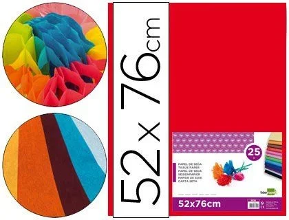 Papel seda liderpapel rojo 52×76 cm 18 gr -paquete de 25 hojas