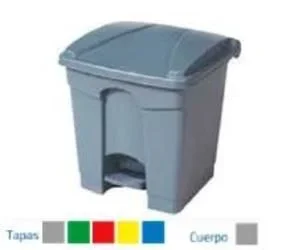 Papelera con pedal 60 litros tapa color cuerpo gris