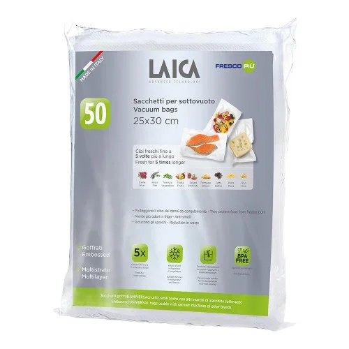 Paquete de 50 bolsas para envasar al vacío 25 x 30 cm