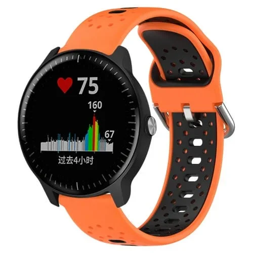 Para Garmin Vivoactive3 Music 20mm Banda de Reloj de Silicona de Dos Colores Transpirable (Naranja + Negro)