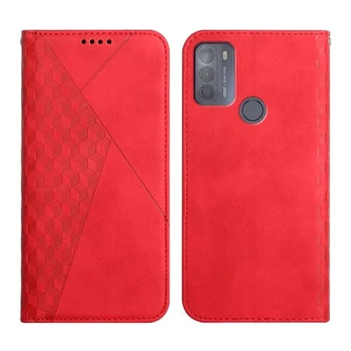 Para Motorola Moto G50 Diamond Pattern Splicing Splicing Siente Magnético Funda de cuero Horizontal Flip con ranuras y soporte para tarjetas y billetera (rojo)