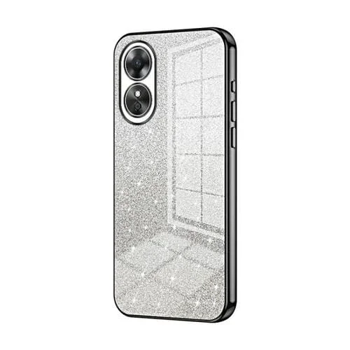 Para Oppo A17 / A17K Estuche para Teléfono Galvanizado con Polvo de Brillo Degradado (Negro)