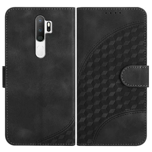 Para Oppo A5 2020 / A9 2020 Yx0060 Funda de Cuero para Teléfono con Relieve y Cabeza de Elefante con Cordón (Negro)