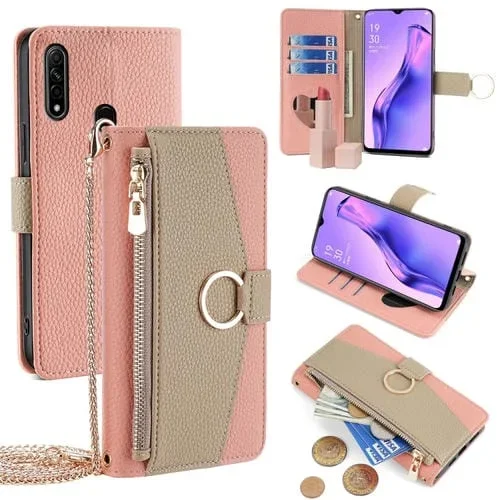 Para Oppo A8 / A31 2020 Funda para Teléfono de Cuero con Textura Crossbody Litchi (Rosa)