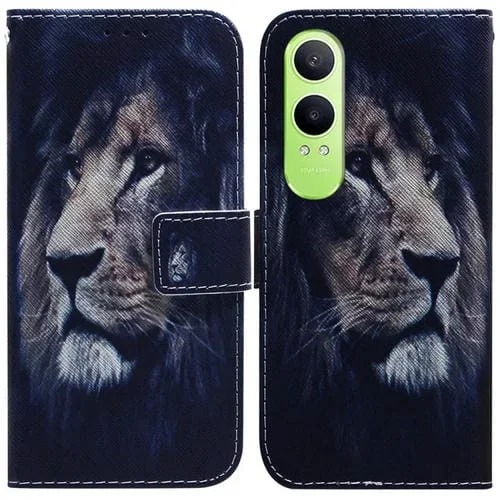 Para Oppo K12X Funda de Cuero con Tapa con Dibujo Coloreado (León)