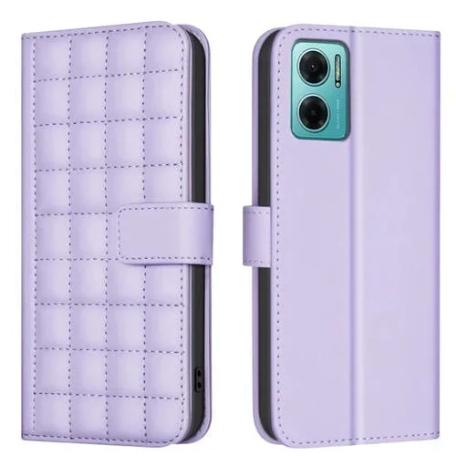Para Redmi 10 5G / Note 11E Funda de Cuero para Teléfono con Textura Cuadrada (Púrpura)