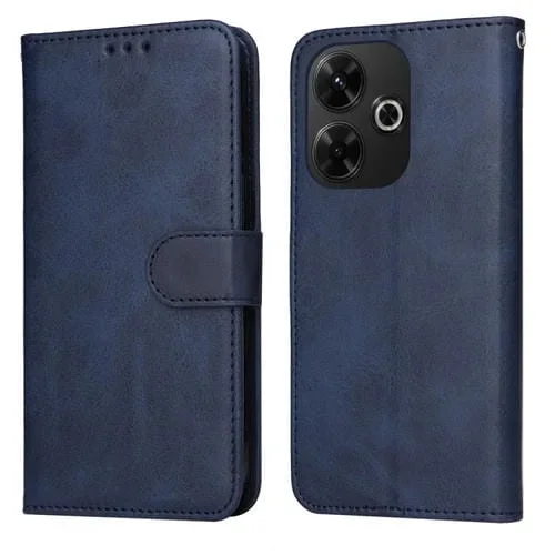 Para Redmi 13 4G / Note 13R Funda para Teléfono de Cuero con Tapa con Textura de Becerro Clásica (Azul)