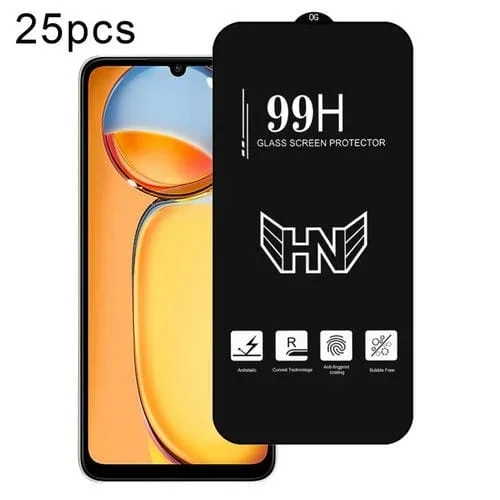 Para Redmi 13C 4G 25 Piezas de Película de Vidrio Templado de Pantalla Completa de Arco Grande de Aluminio Alto