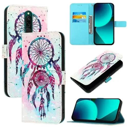 Para Redmi 8 Funda de Teléfono de Cuero con Tapa Horizontal con Pintura 3D (Campanas de Viento con Forma de Gota de Color)