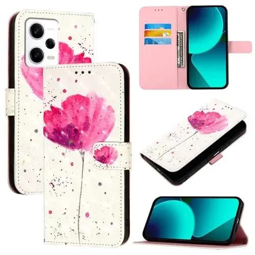 Para Redmi Note 12 Explorer Funda para Teléfono de Cuero con Tapa Horizontal con Pintura 3D (Flor)