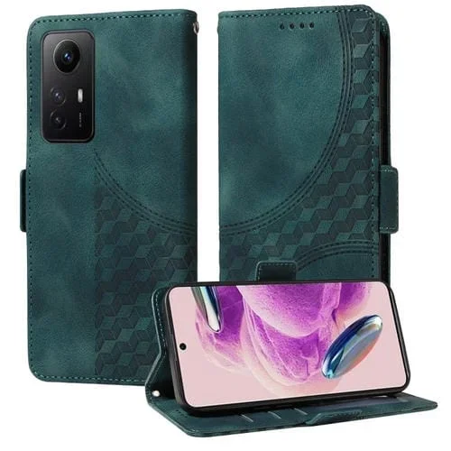 Para Redmi Note 12S 4G Funda para Teléfono de Cuero Estrellado con Rombo En Relieve Global (Verde)