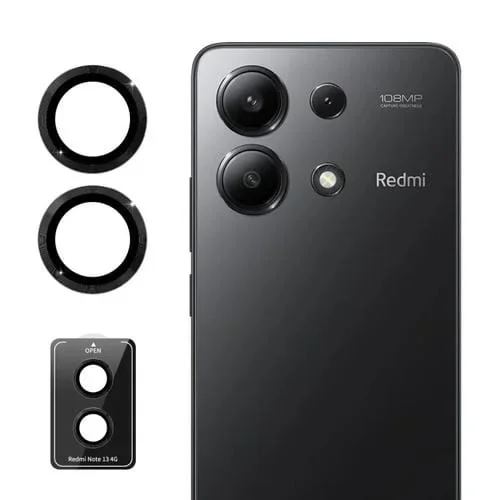 Para Redmi Note 13 4G Enkay Hat-Prince 9H Lente de Cámara Trasera Película de Vidrio Templado de Aleación de Aluminio (Negro)