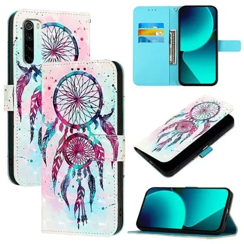Para Redmi Note 8 Funda de Teléfono de Cuero con Tapa Horizontal con Pintura 3D (Campanas de Viento con Forma de Gota de Color)