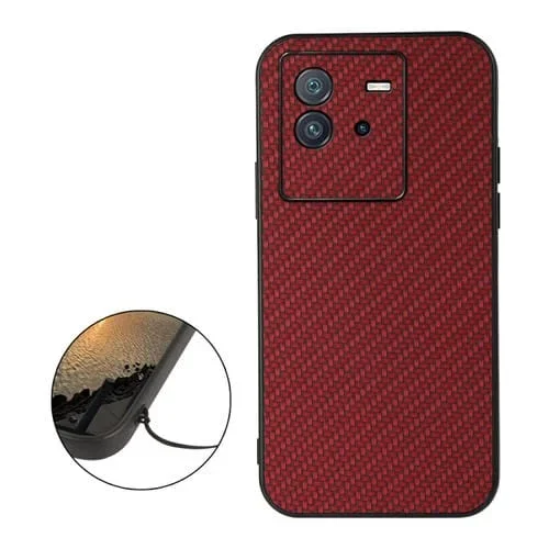 Para Vivo Iqoo Neo6 Aceate Hole Fiber Fiber Texture Pu Caja del Teléfono (Rojo)