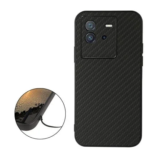 Para Vivo Iqoo Neo6 Agujero Preciso Textura de Fibra de Carbono Pu Funda Telefónica (Negro)