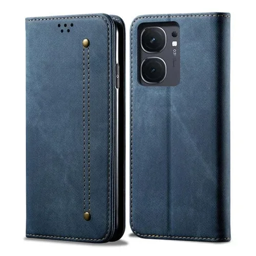 Para Vivo Iqoo Neo9 Pro / Neo9 Funda para Teléfono de Cuero con Tapa con Textura Vaquera (Azul)