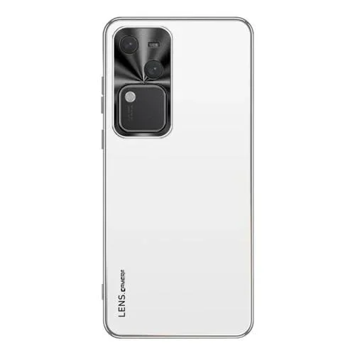 Para Vivo S18 Ag Caja de Teléfono de Acrílico Galvanizado Esmerilado (Blanco Plateado)