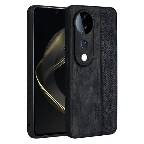 Para Vivo S19 Azns Funda para Teléfono con Sensación de Piel En Relieve 3D (Negro)