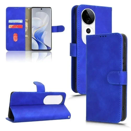 Para Vivo S19 Pro / V40 Skin Feel Funda para Teléfono de Cuero con Tapa Magnética (Azul)