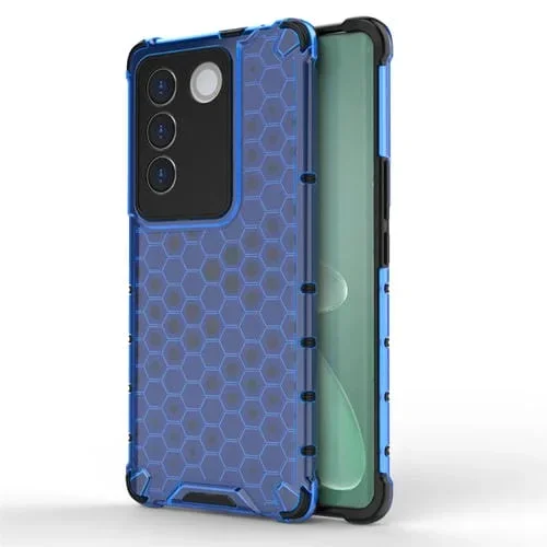 Para Vivo V27E Estuche para Teléfono de Nido de Abeja a Prueba de Golpes (Azul)