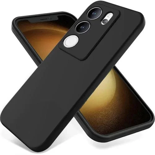 Para Vivo V29 / S17 Pro Funda para Teléfono a Prueba de Golpes de Silicona Líquida de Color Puro (Negro)