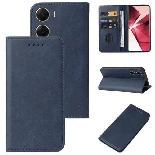 Para Vivo V29E Funda de Cuero para Teléfono con Cierre Magnético (Azul)