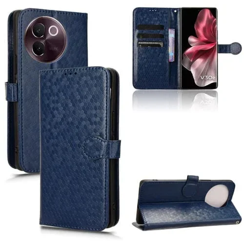 Para Vivo V30E 5G Funda para Teléfono de Cuero con Textura de Punto de Panal (Azul)