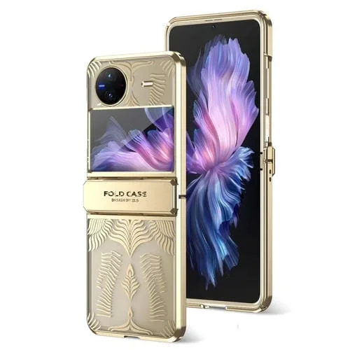 Para Vivo X Flip Angel Wings Estuche para Teléfono Esmerilado Galvanizado (Oro)